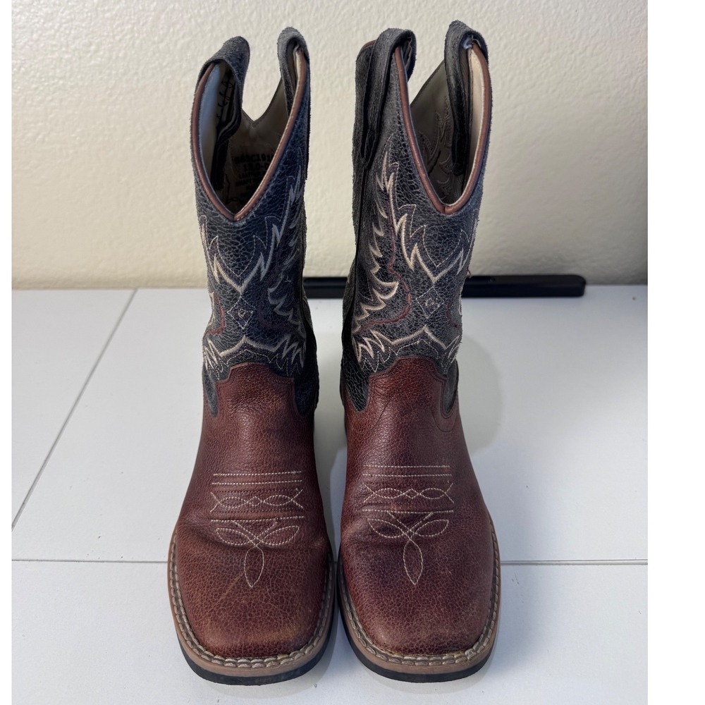 Old West Cowboy Boots Kids Size 13 Leather Distressed Western Ranch Equestrian